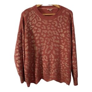 ENTRO Womens Size L Oversized Bulky Heavy Knit Sweater Crew Neck Long Sleeve Hem